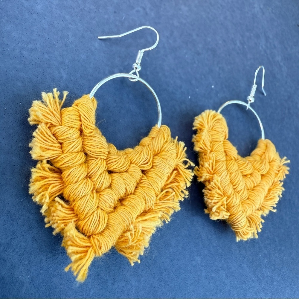 Macrame Golden Yellow Dangle Earrings